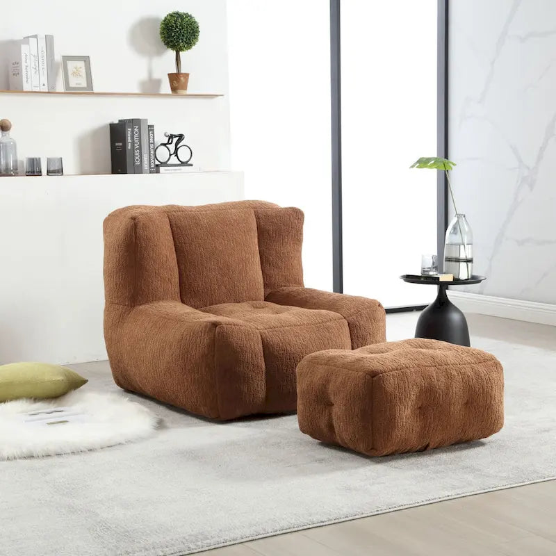 Fauteuil poire duveteux, canapé paresseux ultra doux avec mousse à mémoire de forme et repose-pieds, fauteuil poire moderne pour intérieur