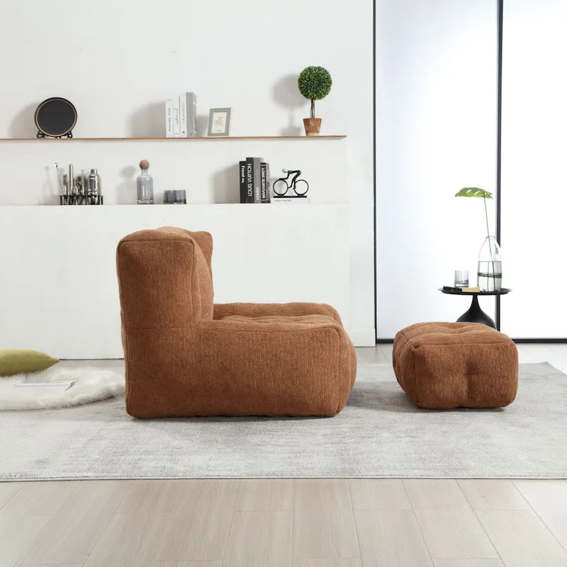 Fauteuil poire duveteux, canapé paresseux ultra doux avec mousse à mémoire de forme et repose-pieds, fauteuil poire moderne pour intérieur