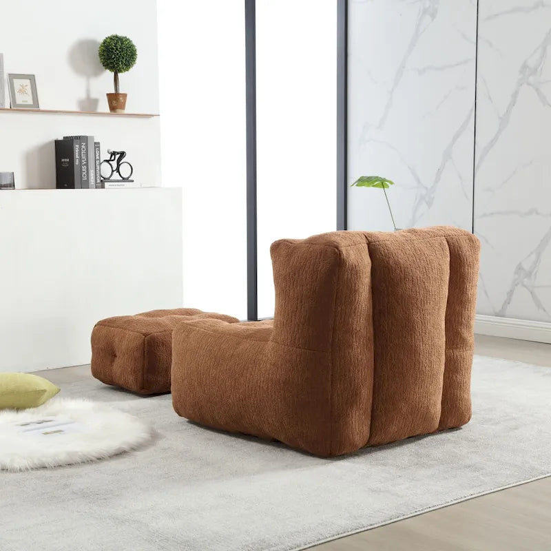 Fauteuil poire duveteux, canapé paresseux ultra doux avec mousse à mémoire de forme et repose-pieds, fauteuil poire moderne pour intérieur