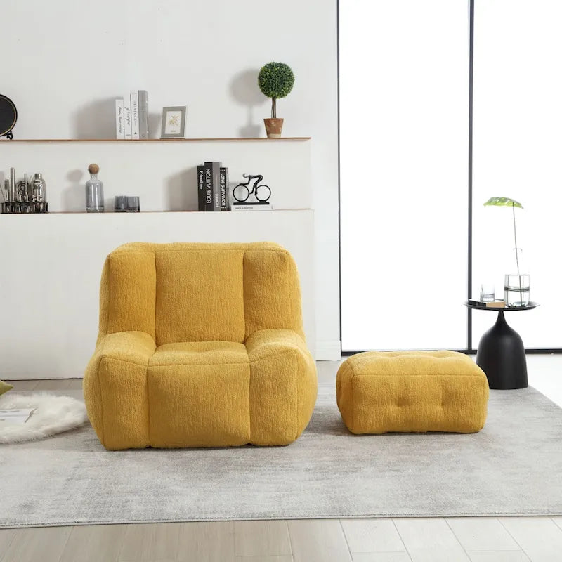 Fauteuil poire duveteux, canapé paresseux ultra doux avec mousse à mémoire de forme et repose-pieds, fauteuil poire moderne pour intérieur