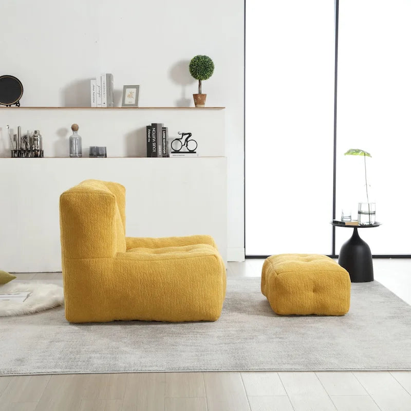 Fauteuil poire duveteux, canapé paresseux ultra doux avec mousse à mémoire de forme et repose-pieds, fauteuil poire moderne pour intérieur