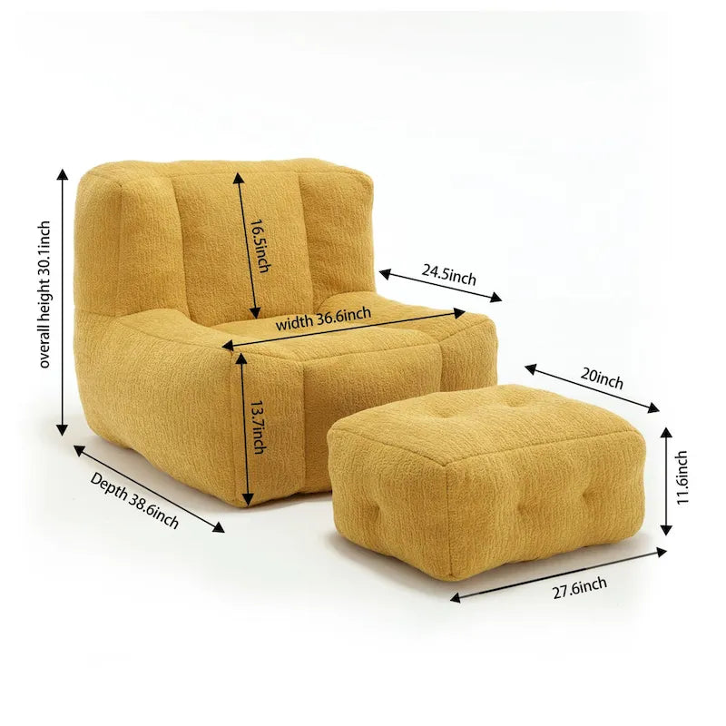 Fauteuil poire duveteux, canapé paresseux ultra doux avec mousse à mémoire de forme et repose-pieds, fauteuil poire moderne pour intérieur